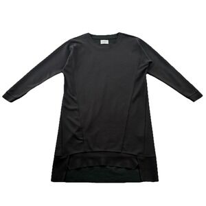 YAYA Women Black Long Sleeve Sweatshirt Dress Asymmetrical Hem Sz M Minimalist